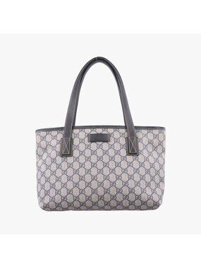 Gucci GG Supreme Beige Navy Canvas Handbag
